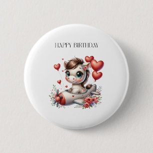 Pony Pilot Geburtstag Button