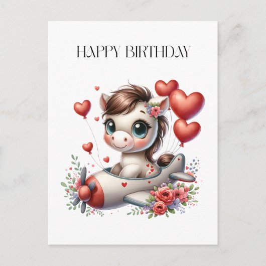 Pony Pilot Geburtstag Postkarte (Vorderseite)