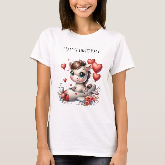 Pony Pilot Geburtstag T-Shirt (Vorderseite)
