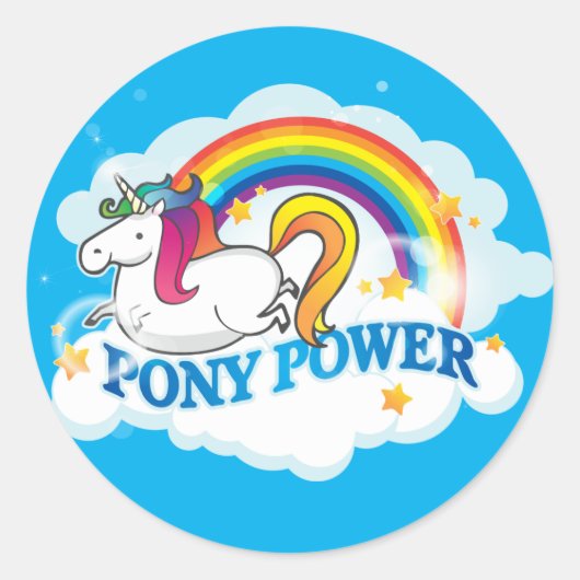 Pony Power Unicorn Runder Aufkleber (Vorderseite)