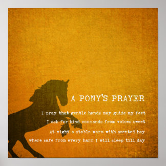PONY PRAYER 12 x 12 Canvas Print Poster