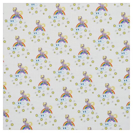 Pony Rainbow Clouds Fabric Stoff (Muster)