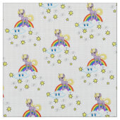 Pony Rainbow Clouds Fabric Stoff (Nahaufnahme)