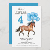 Pony Ride Blue Birthday Party // Pferd Birth-neigh Einladung (Vorne/Hinten)