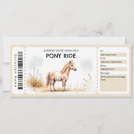 Pony Ride Gift Certificate Einladung (Vorderseite)