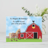 Pony Rides Horseback Reiten Geburtstag Einladung (Stehend Vorderseite)