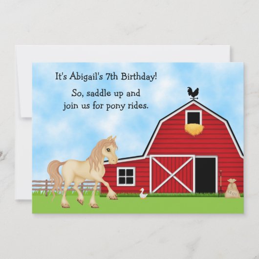 Pony Rides Horseback Reitpferd Einladung (Vorderseite)