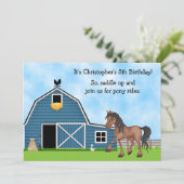 Pony Rides Horseback Riding Boys Birthday Einladun Einladung (Stehend Vorderseite)