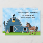 Pony Rides Horseback Riding Boys Birthday Einladun Einladung (Vorne/Hinten)