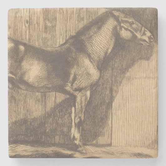 Pony-Sketch (von Paul-Albert Besnard) Steinuntersetzer (Vorderseite)