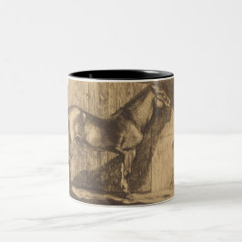 Pony-Sketch (von Paul-Albert Besnard) Zweifarbige Tasse