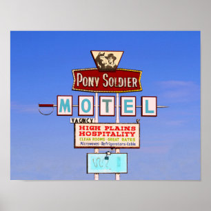 Pony Soldier Motel-Schild, Tucumcari, N.M. Poster