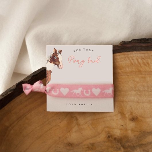 Pony Tail Hair Tie Holder Favor Card Begleitkarte