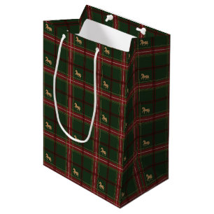 Pony-Tartan-Feiertags-Grün Mittlere Geschenktüte