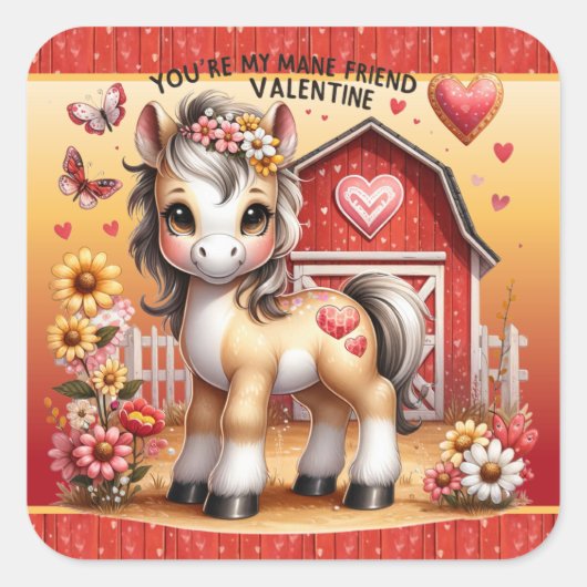 Pony Valentine Barnyard Sticker (Vorderseite)