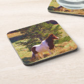 Pony von der Kiefer gemalt Getränkeuntersetzer (Linke Seite)