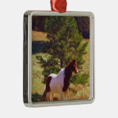 Pony von der Kiefer gemalt Silbernes Ornament (Rechts)