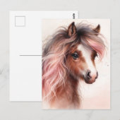 Pony With Pink Mane Watercolor Postkarte (Vorne/Hinten)