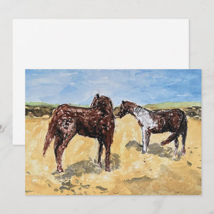 Ponys auf Assateague Island Flat Holiday Card Feiertagskarte