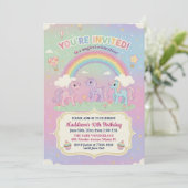 Ponys und Regenbogen 10. Geburtstagsfeier Einladung (Stehend Vorderseite)