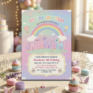 Ponys und Regenbogen 5. Geburtstagsfeier Einladung
