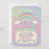 Ponys und Regenbogen 9. Geburtstagsfeier Einladung (Vorderseite)
