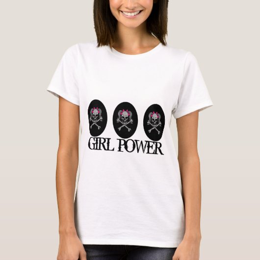 Ponytail Skull Decal mit/rosa Bows - Maßgeschneide T-Shirt (Vorderseite)
