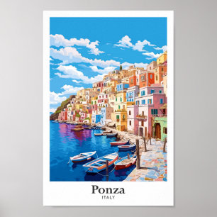 Ponza Italia Art Vintage Poster
