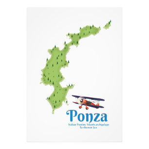 Ponza Italienische Inselkarte. Fotodruck