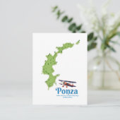 Ponza Italienische Inselkarte. Postkarte (Stehend Vorderseite)