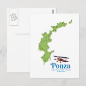 Ponza Italienische Inselkarte. Postkarte (Vorne/Hinten)