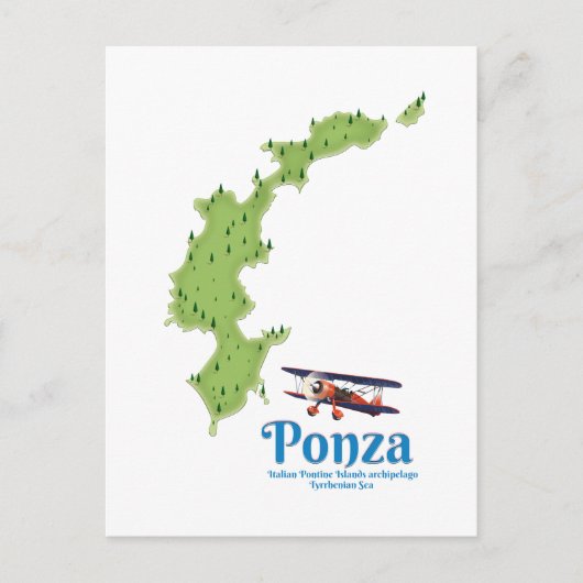 Ponza Italienische Inselkarte. Postkarte (Vorderseite)