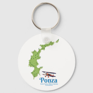 Ponza Italienische Inselkarte. Schlüsselanhänger