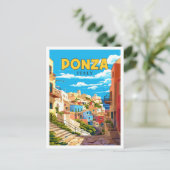 Ponza Italy Vintage Illustration Postkarte (Stehend Vorderseite)