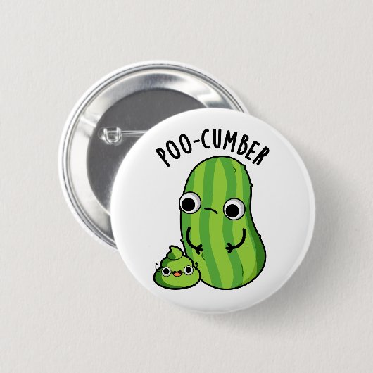 Poo cumber Funny Cucumber Pun Button (Vorne & Hinten)