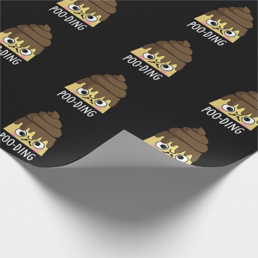 Poo-ding Funny Kack Pudding Pun Dark BG Geschenkpapier (Ecke)