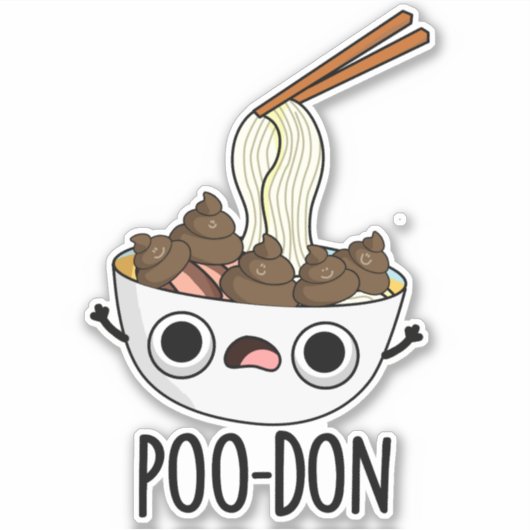 Poo-don Funny Udon Pun Aufkleber (Vorderseite)