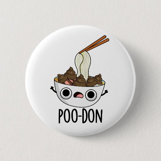 Poo-don Funny Udon Pun Button (Vorderseite)