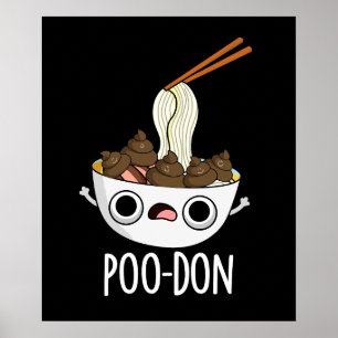Poo-don Funny Udon Pun Dark BG Poster