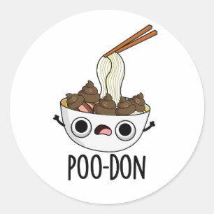 Poo-don Lustiger Udon-Wortwitz Runder Aufkleber
