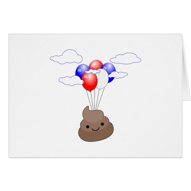 Poo Emoji fliegen mit Balloons (Vorderseite (Horizontal))