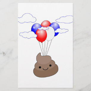 Poo Emoji fliegen mit Balloons