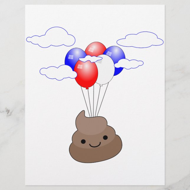 Poo Emoji fliegen mit Balloons (Vorderseite)