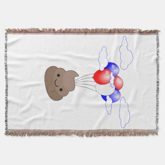 Poo Emoji fliegen mit Balloons Decke (Vorderseite)