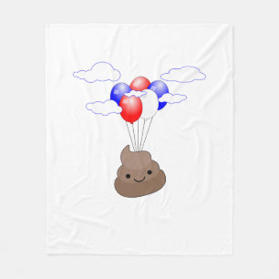 Poo Emoji fliegen mit Balloons Fleecedecke