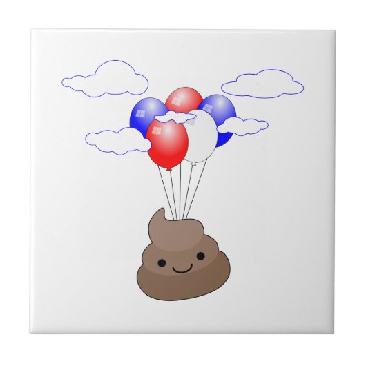 Poo Emoji fliegen mit Balloons Fliese (Vorderseite)