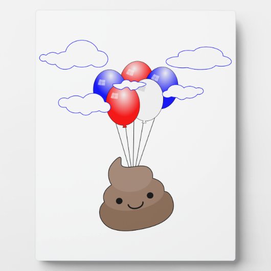Poo Emoji fliegen mit Balloons Fotoplatte (Vorderseite)