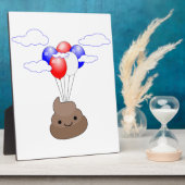 Poo Emoji fliegen mit Balloons Fotoplatte (Seite)