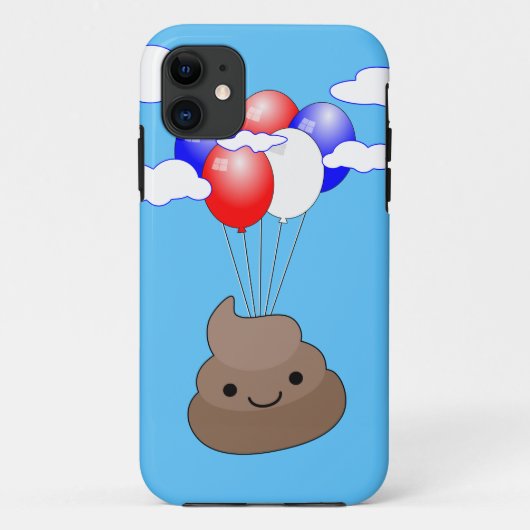 Poo Emoji fliegen mit Balloons in blauem Himmel Case-Mate iPhone Hülle (Rückseite)