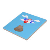 Poo Emoji fliegen mit Balloons in blauem Himmel Fliese (Seite)